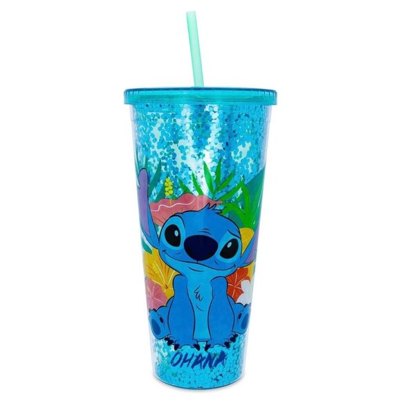 Disney Stitch Ohana Plastic Tumbler with Lid and Straw 32 oz Cup - Picture 2 of 5